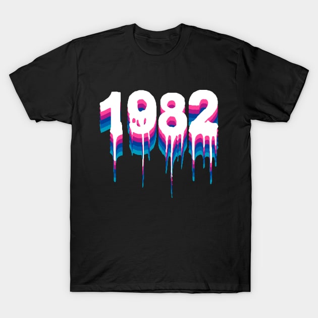 1982 Year Liquid Retro Neon T-Shirt by Liquids